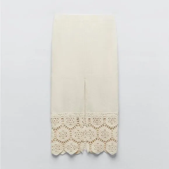 Zara Crochet Knit Co-Ord Set Skirt Top New - Picture 3 of 9